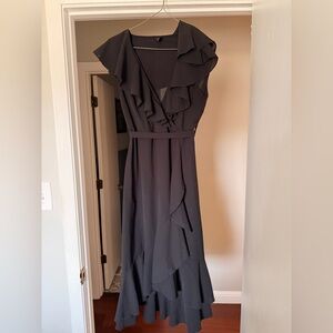 SHEIN Black Ruffle Wrap Maxi Dress